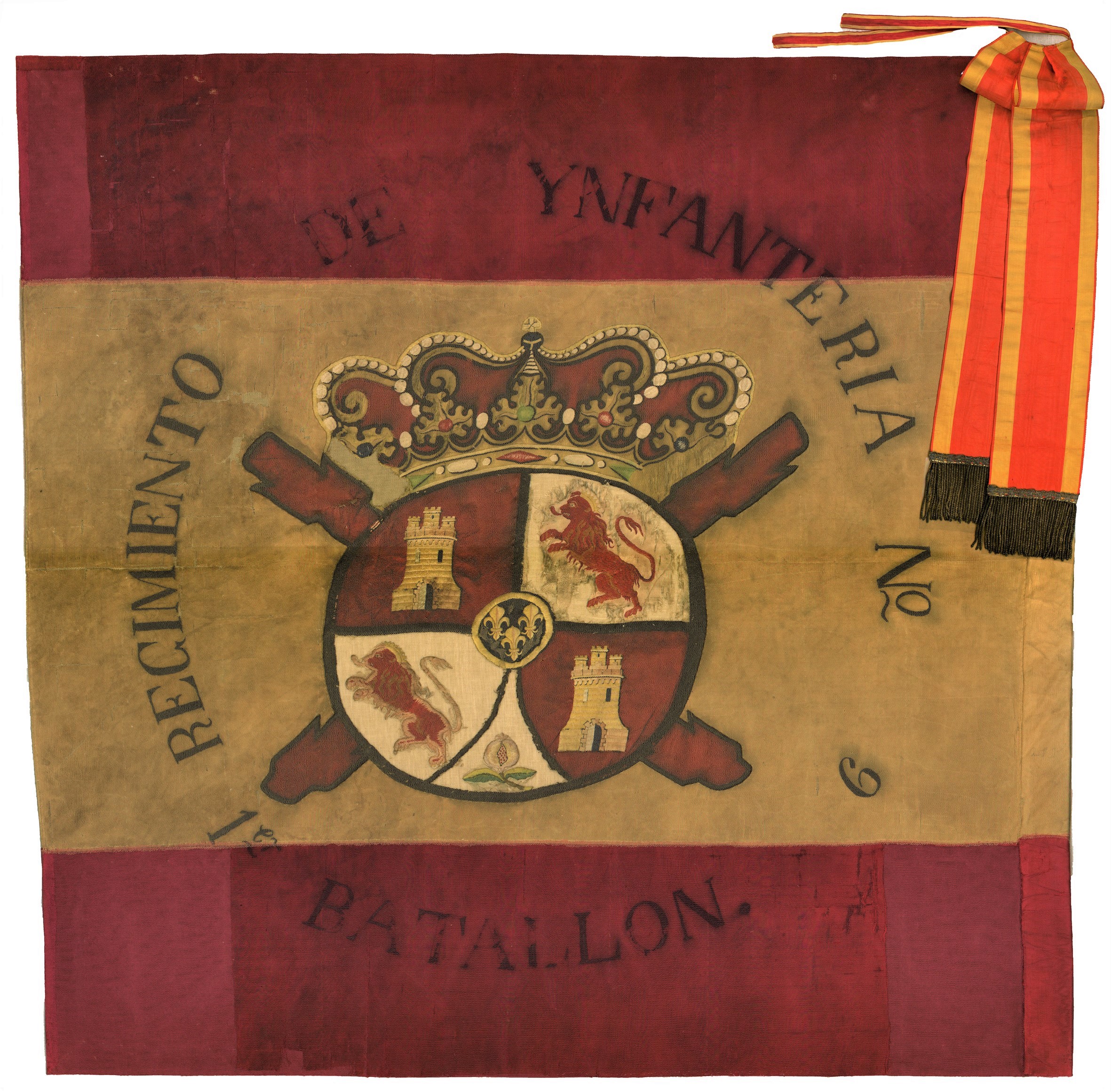 Red and yellow flag of the Soria Regiment, 19th century